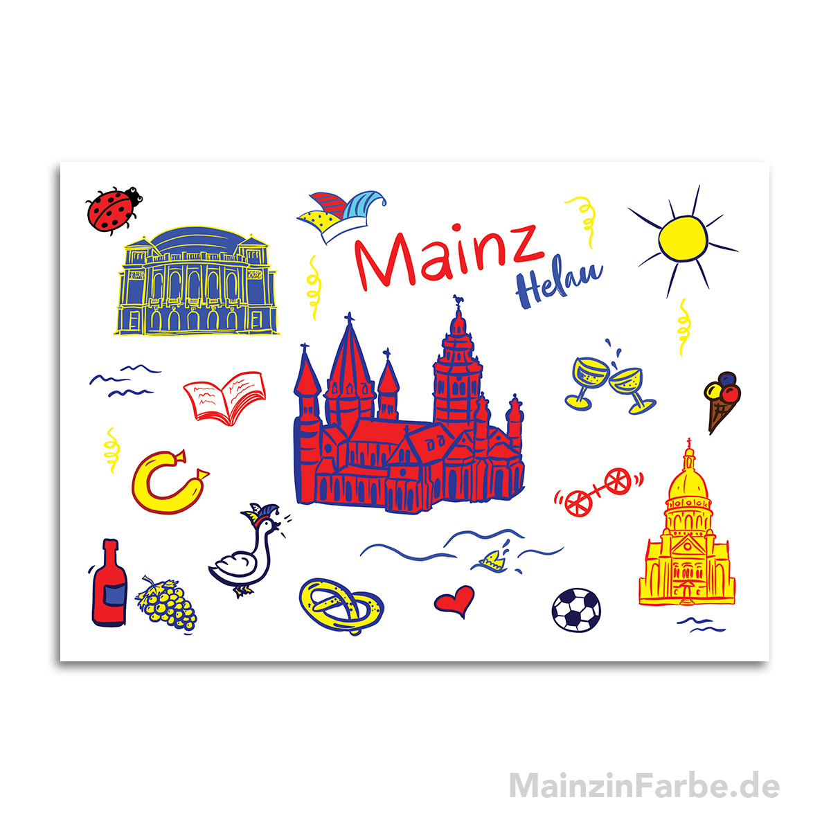 Postkarte Mainz Helau, Fastnachtsfarben