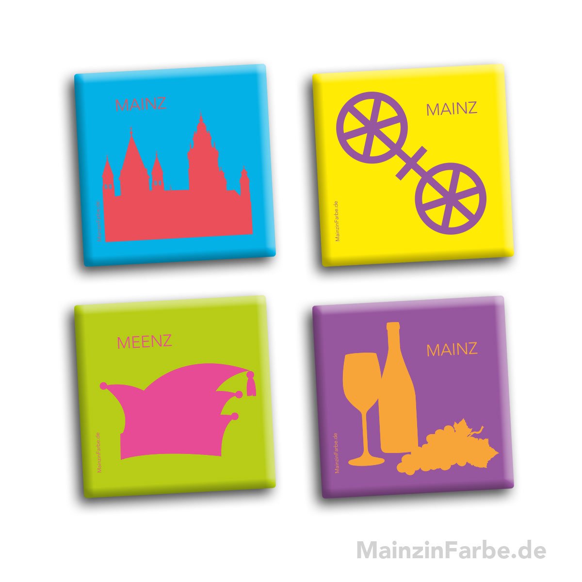 Magnet Kacheln bunt, 4-er Set