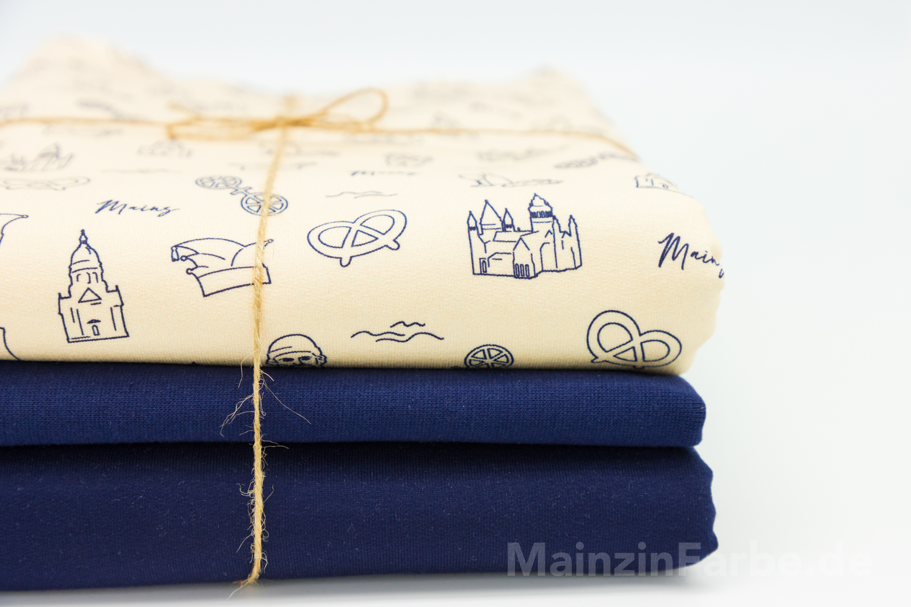 FT Stoff-Paket "Mainz Symbole Maritim", beige-dunkellau, Größe L