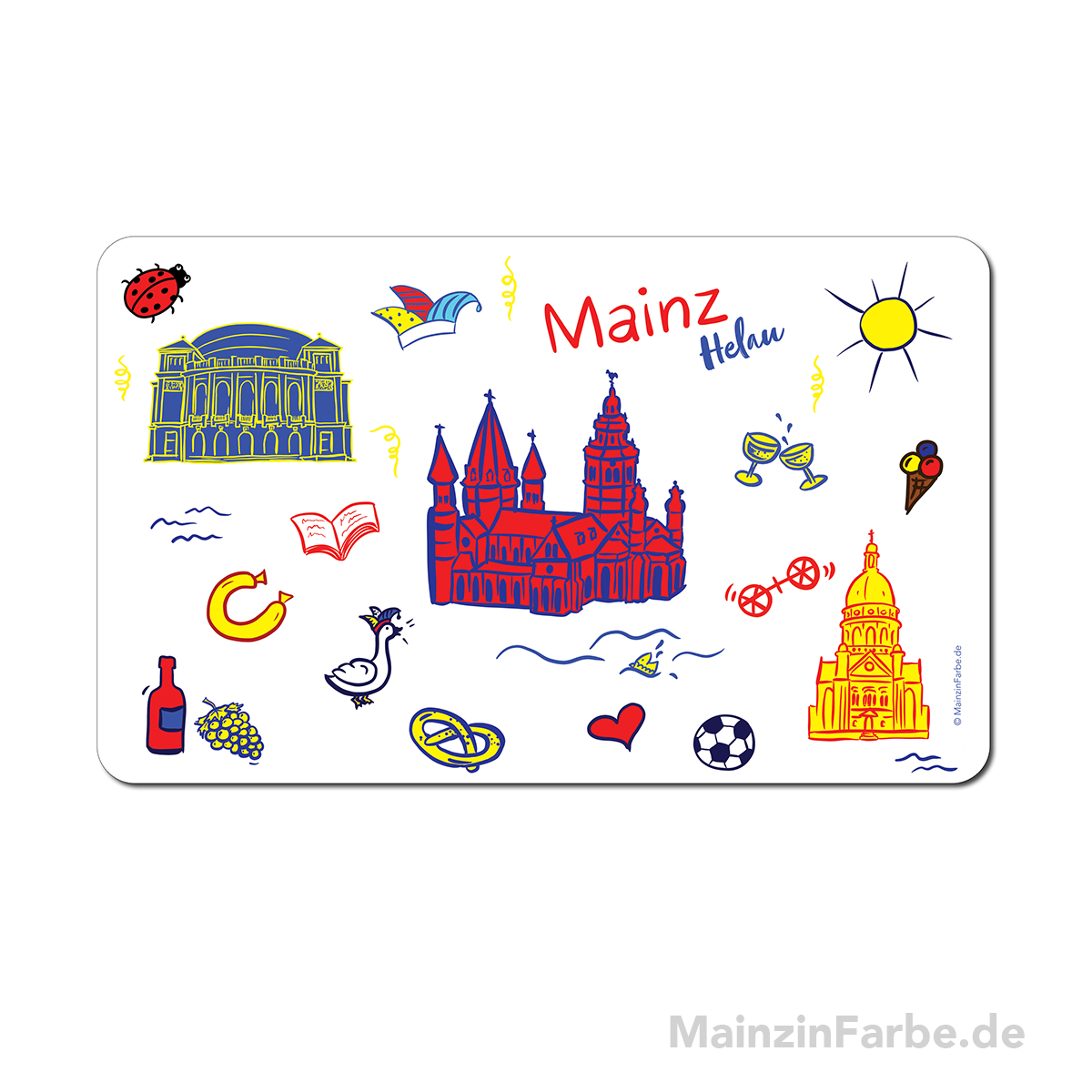 Frühstücksbrettchen Mainz Helau, Fastnachtsfarben