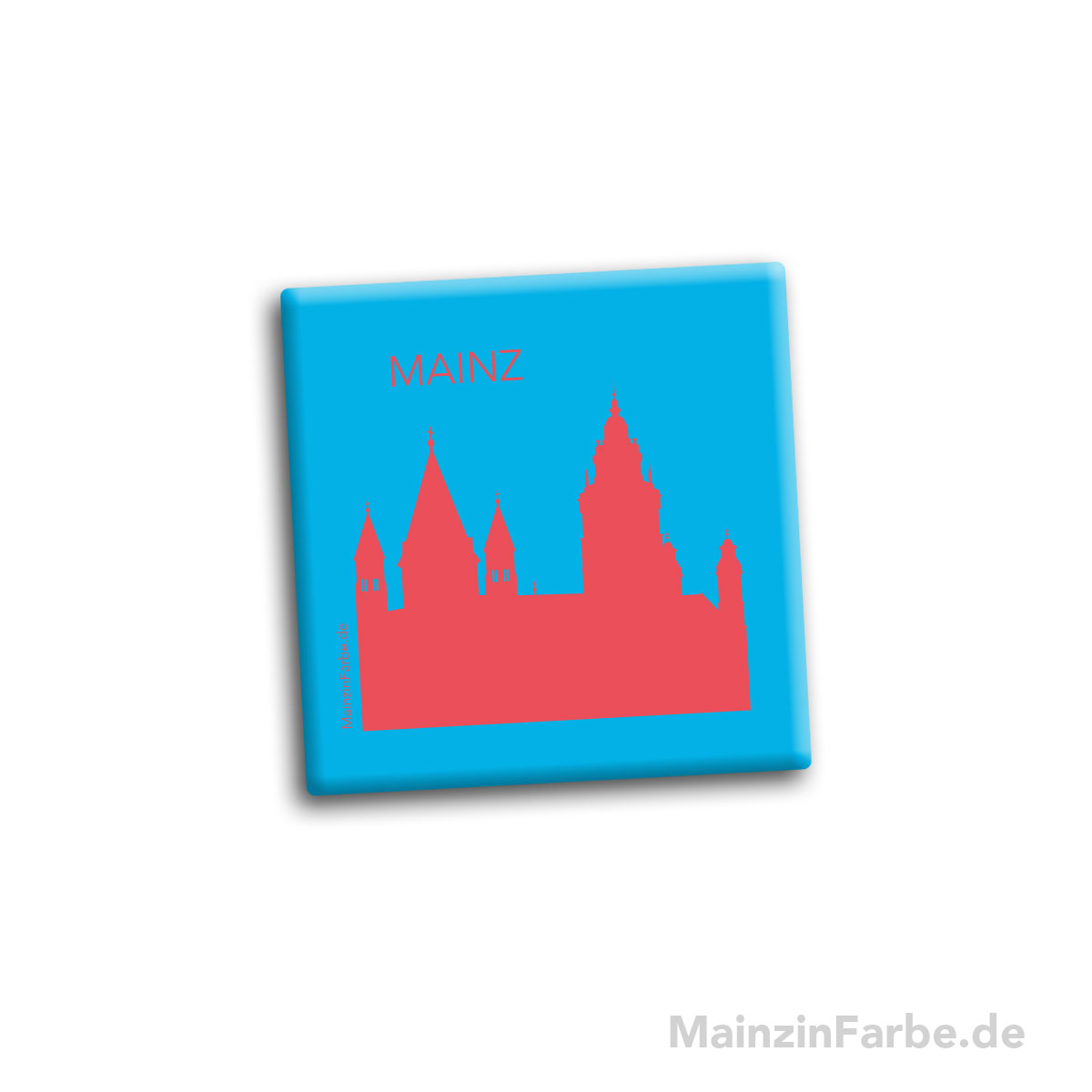 Magnet Kachel bunt, Mainzer Dom, türkis-rot
