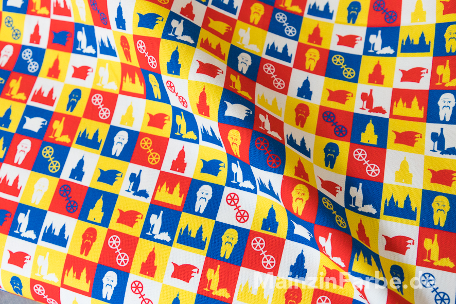 Mainz Stoff, Halbpanama, Kacheln S, Fastnachtsfarben (0,5 m)