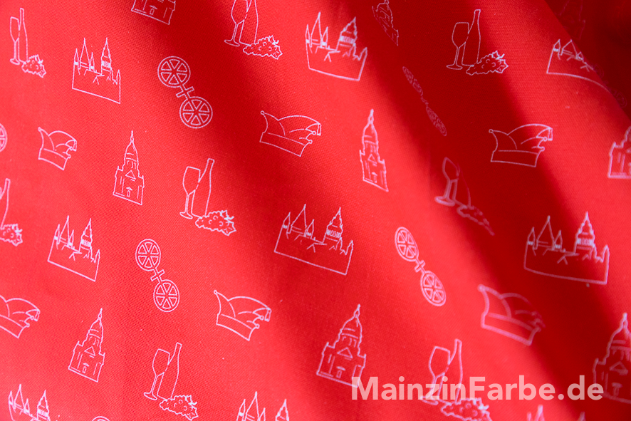 Mainz Stoff, Halbpanama, Symbole M, rot-weiß (0,5 m)