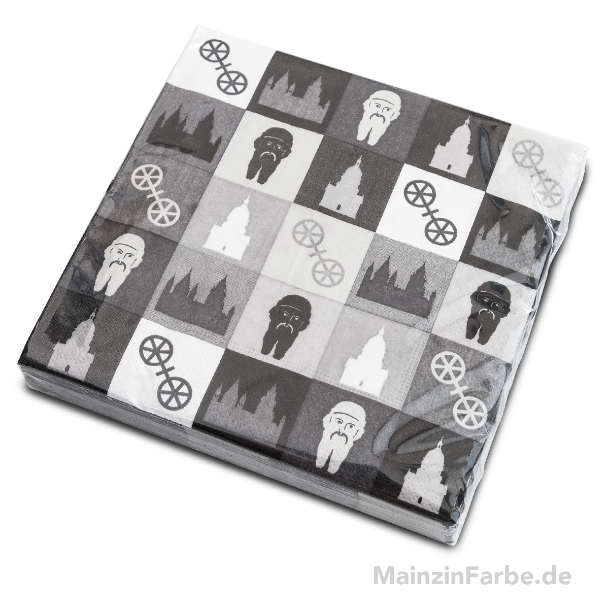 Servietten Mainz Kacheln, schwarz-weiß